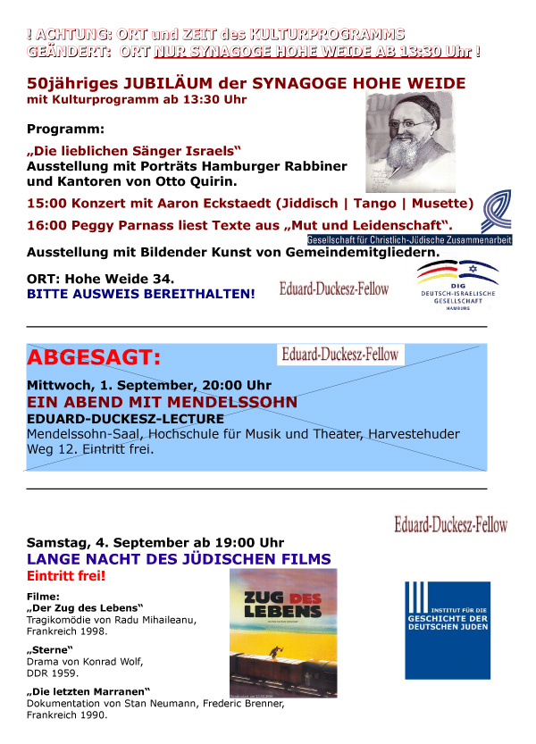 tag der jüdischen kultur hamburg - aktuelles änderungen neues